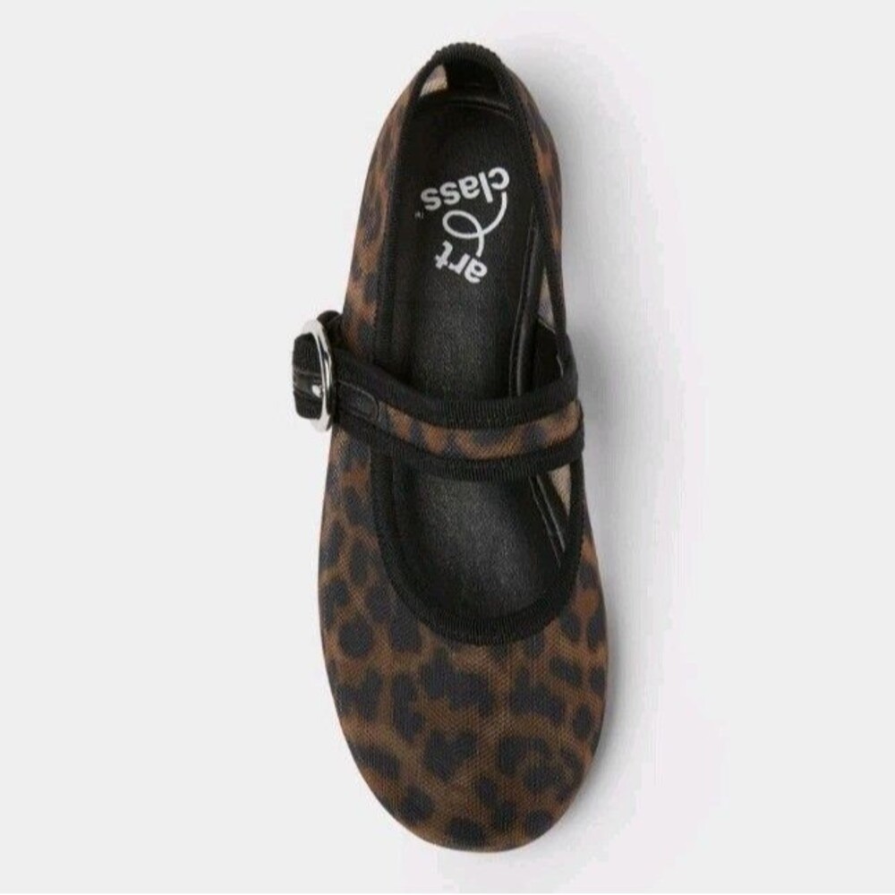 Art Class Kids' Quilla Mesh Ballet Flats Mary Jane Leopard Print Shoes Size 13 - Picture 3 of 4